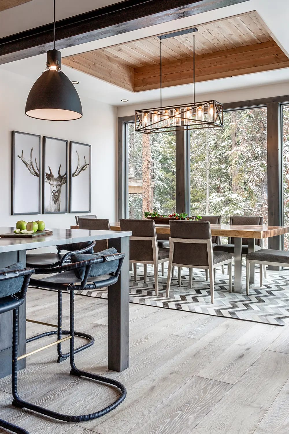 Winter Dining Room with Ski Lodge Decor